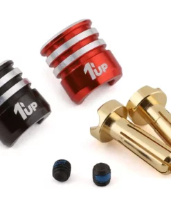 1UP Racing Heatsink Bullet Plug Grips w/4mm Bullets (Black/Red)