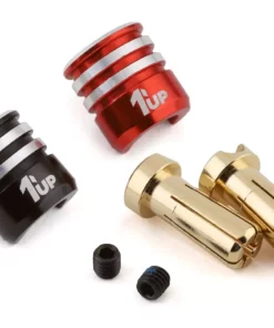 1UP Racing Heatsink Bullet Plug Grips w/5mm Bullets (Black/Red)