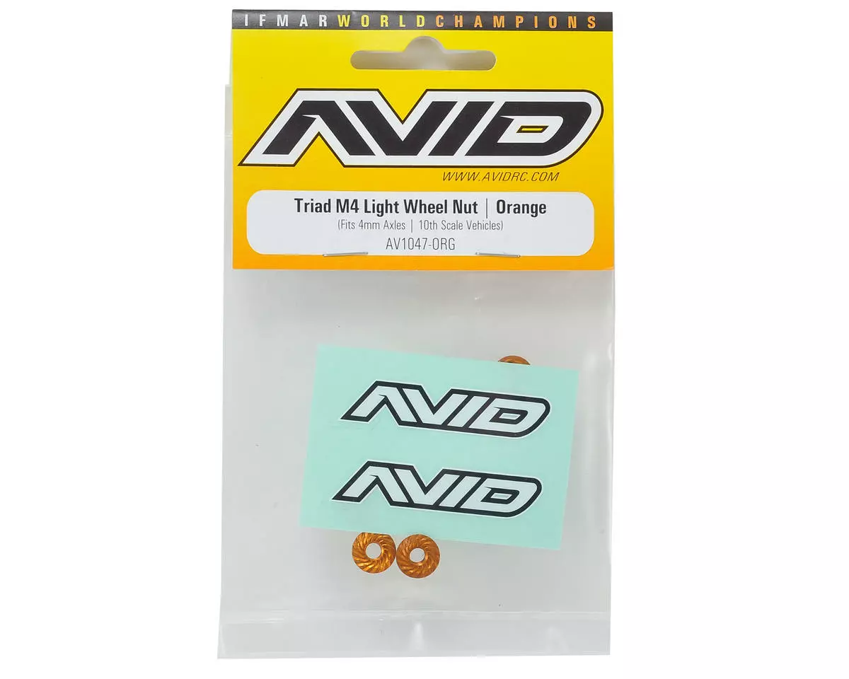 Avid RC Triad 4mm Light Weight Serrated Wheel Nut Set (4) (Orange) 2 Avid RC Triad 4mm Light Weight Serrated Wheel Nut Set (4) (Orange) - Image 2
