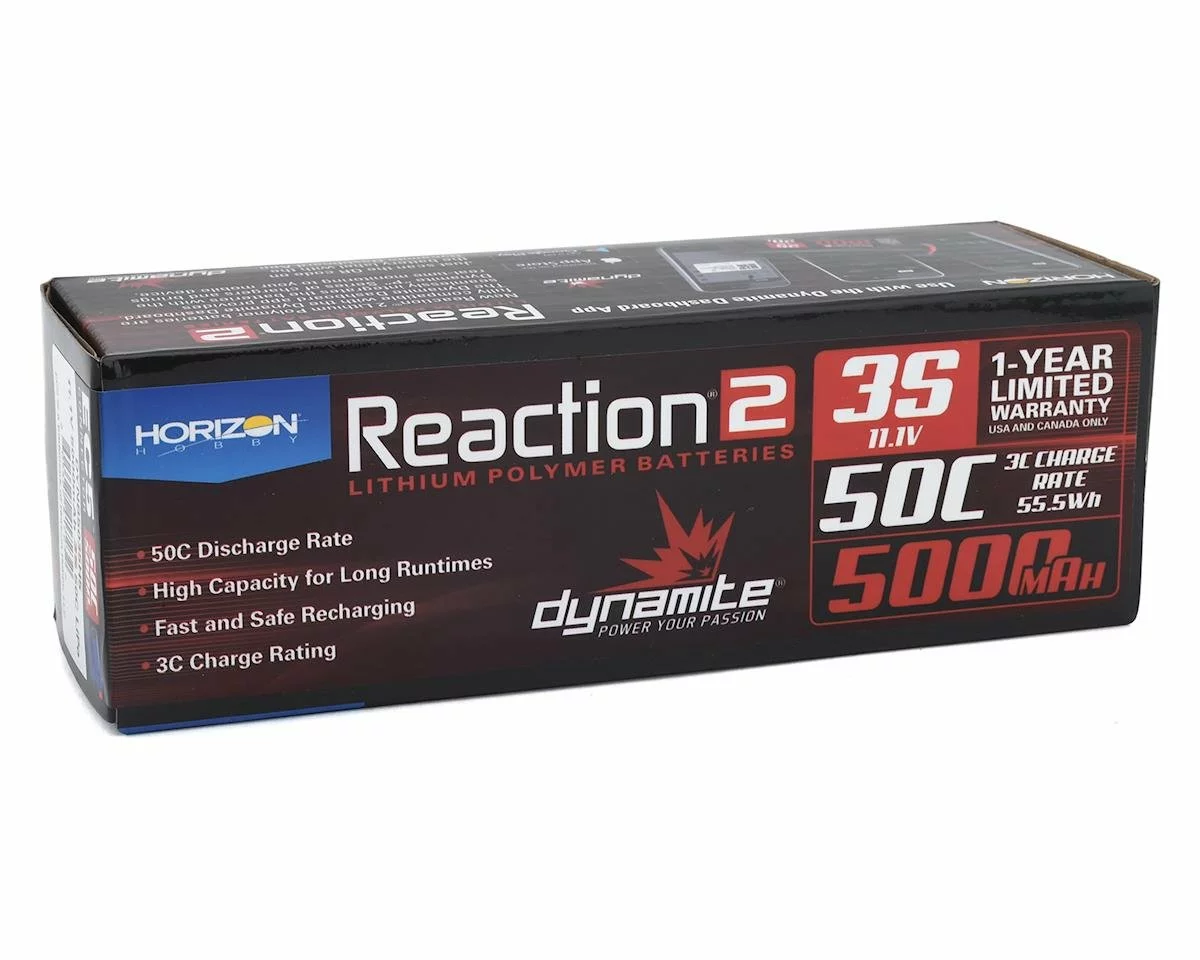 Dynamite Reaction 2.0 3S 50C Hardcase LiPo Battery w/EC5 (11.1V/5000mAh) 2 Dynamite Reaction 2.0 3S 50C Hardcase LiPo Battery w/EC5 (11.1V/5000mAh) - Image 2