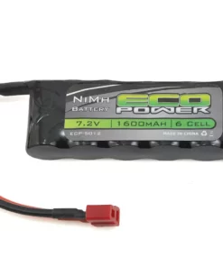 EcoPower 6-Cell NiMH Flat Battery Pack w/T-Style Connector (7.2V/1600mAh)