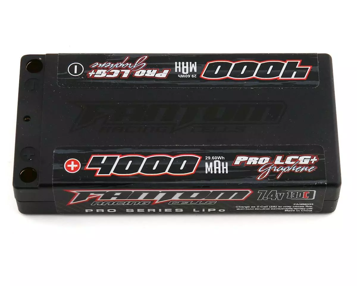 Fantom Pro Series Thin Shorty 2S LiPo 130C Battery (7.4V/4000mAh) w/5mm Bullets 1 Fantom Pro Series Thin Shorty 2S LiPo 130C Battery (7.4V/4000mAh) w/5mm Bullets