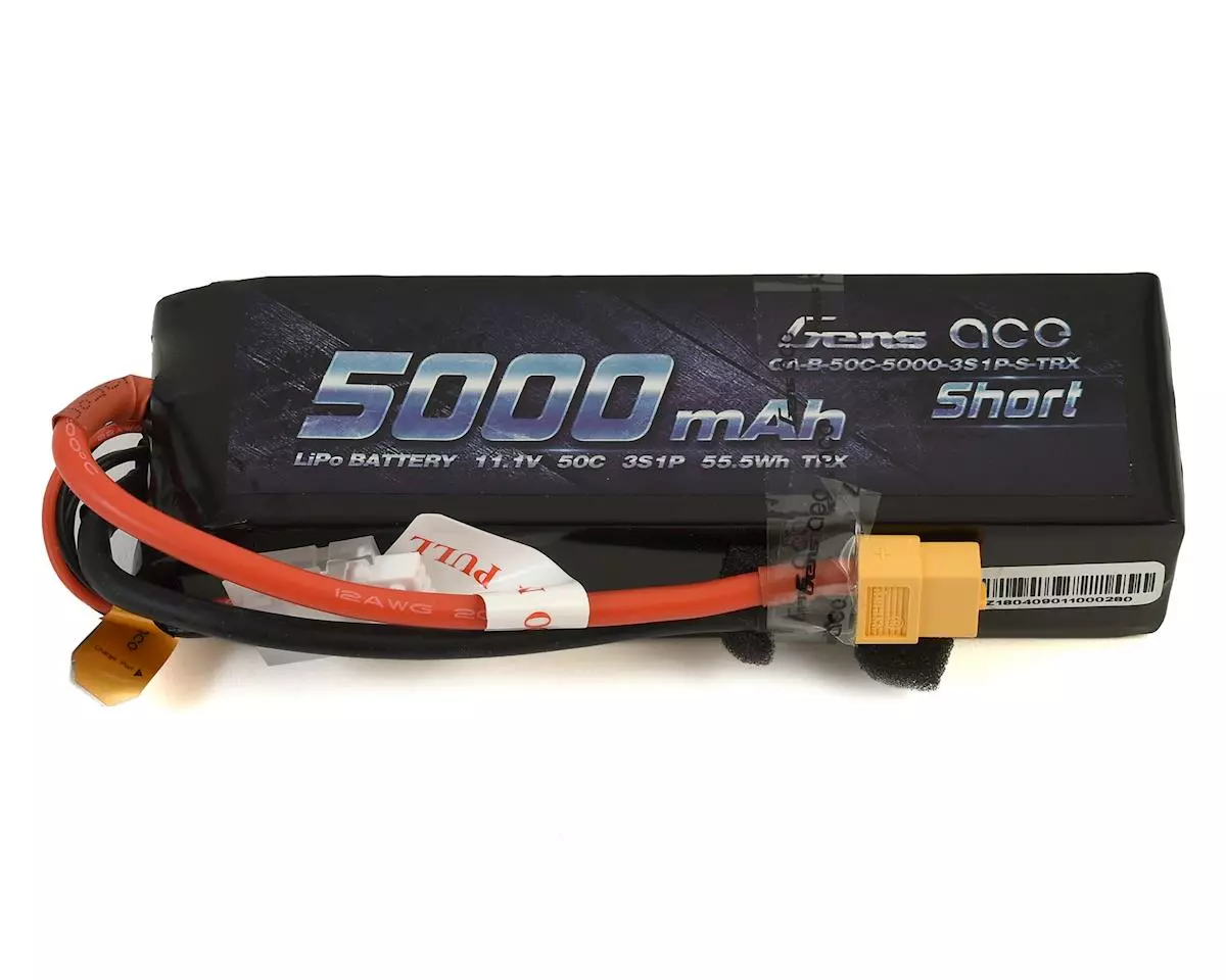 Gens Ace 3S "Short" Soft 50C LiPo Battery Pack w/XT60 Connector (11.1V/5000mAh) 1 Gens Ace 3S "Short" Soft 50C LiPo Battery Pack w/XT60 Connector (11.1V/5000mAh)