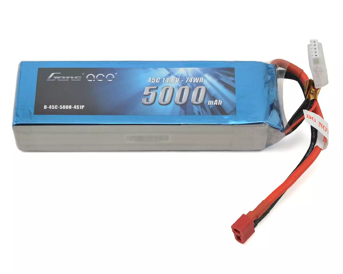 Gens Ace 4S LiPo Battery 45C (14.8V/5000mAh) w/T-Style Connector 1 Gens Ace 4S LiPo Battery 45C (14.8V/5000mAh) w/T-Style Connector