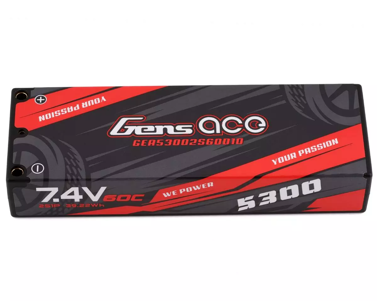 Gens Ace 2s LiPo Battery 60C w/4mm Bullets & T-Style Adapter (7.4V/5300mAh) 1 Gens Ace 2s LiPo Battery 60C w/4mm Bullets & T-Style Adapter (7.4V/5300mAh)