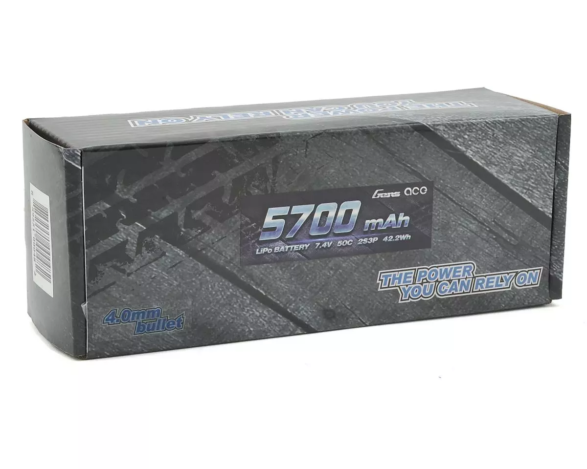 Gens Ace 2s Saddle Pack LiPo Battery 50C (7.4V/5700mAh) w/4mm Bullet & Wire Harness 3 Gens Ace 2s Saddle Pack LiPo Battery 50C (7.4V/5700mAh) w/4mm Bullet & Wire Harness - Image 3