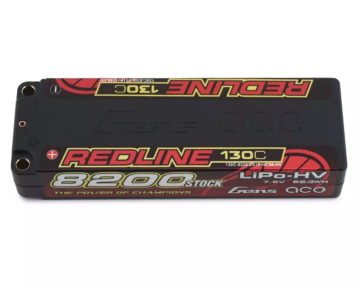 Gens Ace Redline 2s LiHV LiPo Battery 130C w/5mm Bullets (7.6V/8200mAh) 1 Gens Ace Redline 2s LiHV LiPo Battery 130C w/5mm Bullets (7.6V/8200mAh)