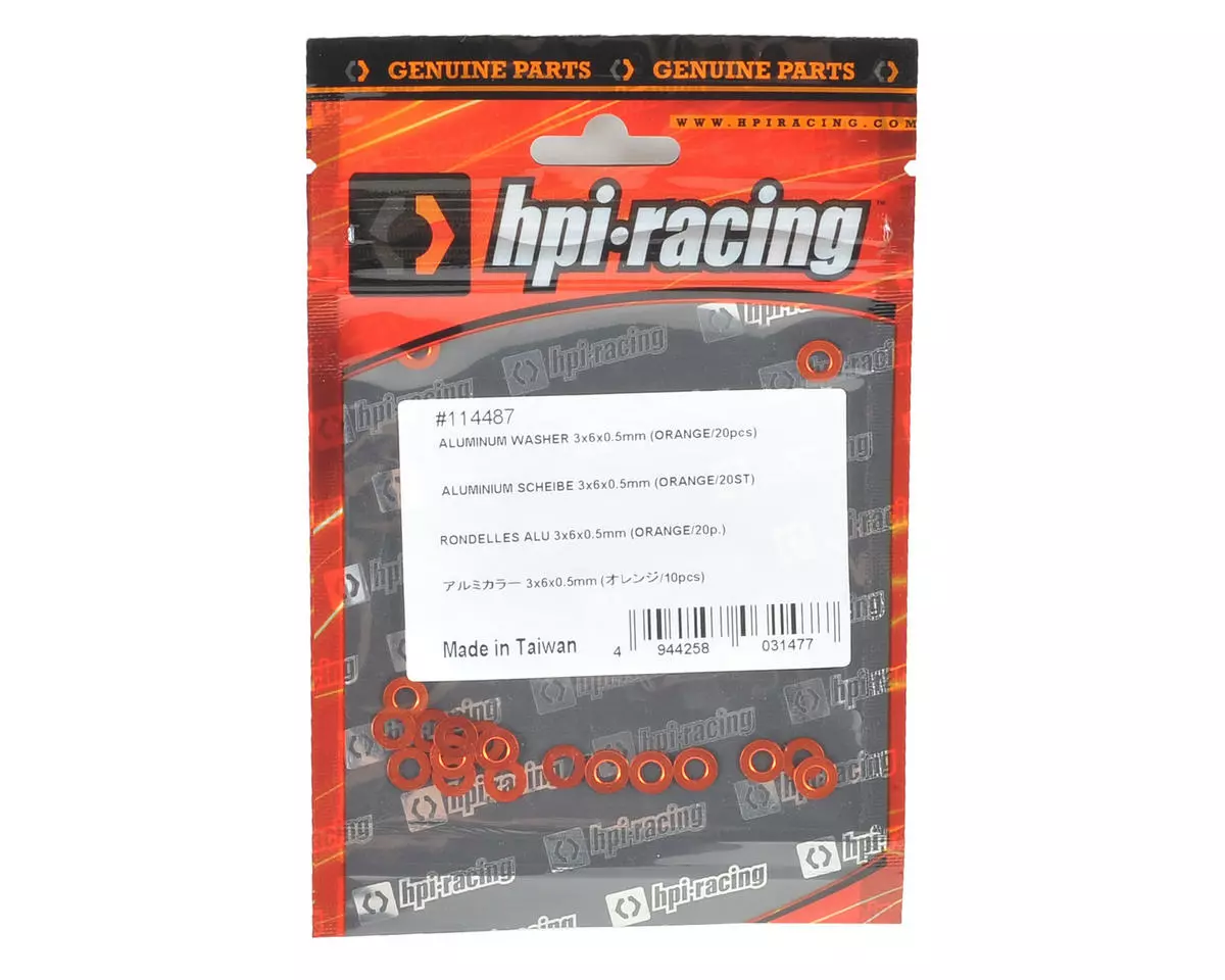 HB Racing 3x6x0.5mm Aluminum Washer (Orange) (20) 2 HB Racing 3x6x0.5mm Aluminum Washer (Orange) (20) - Image 2