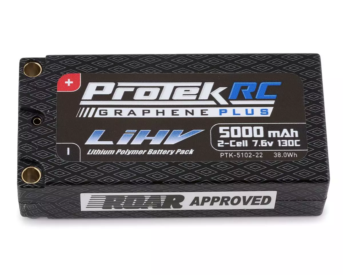 ProTek RC 2S 130C Low IR Si-Graphene + HV Shorty LiPo Battery (7.6V/5000mAh) w/5mm Connectors (ROAR Approved) 1 ProTek RC 2S 130C Low IR Si-Graphene + HV Shorty LiPo Battery (7.6V/5000mAh) w/5mm Connectors (ROAR Approved)