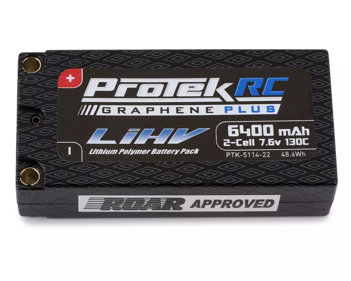 ProTek RC 2S 130C Low IR Si-Graphene + HV Shorty LiPo Battery (7.6V/6400mAh) w/5mm Connectors (ROAR Approved) 1 ProTek RC 2S 130C Low IR Si-Graphene + HV Shorty LiPo Battery (7.6V/6400mAh) w/5mm Connectors (ROAR Approved)