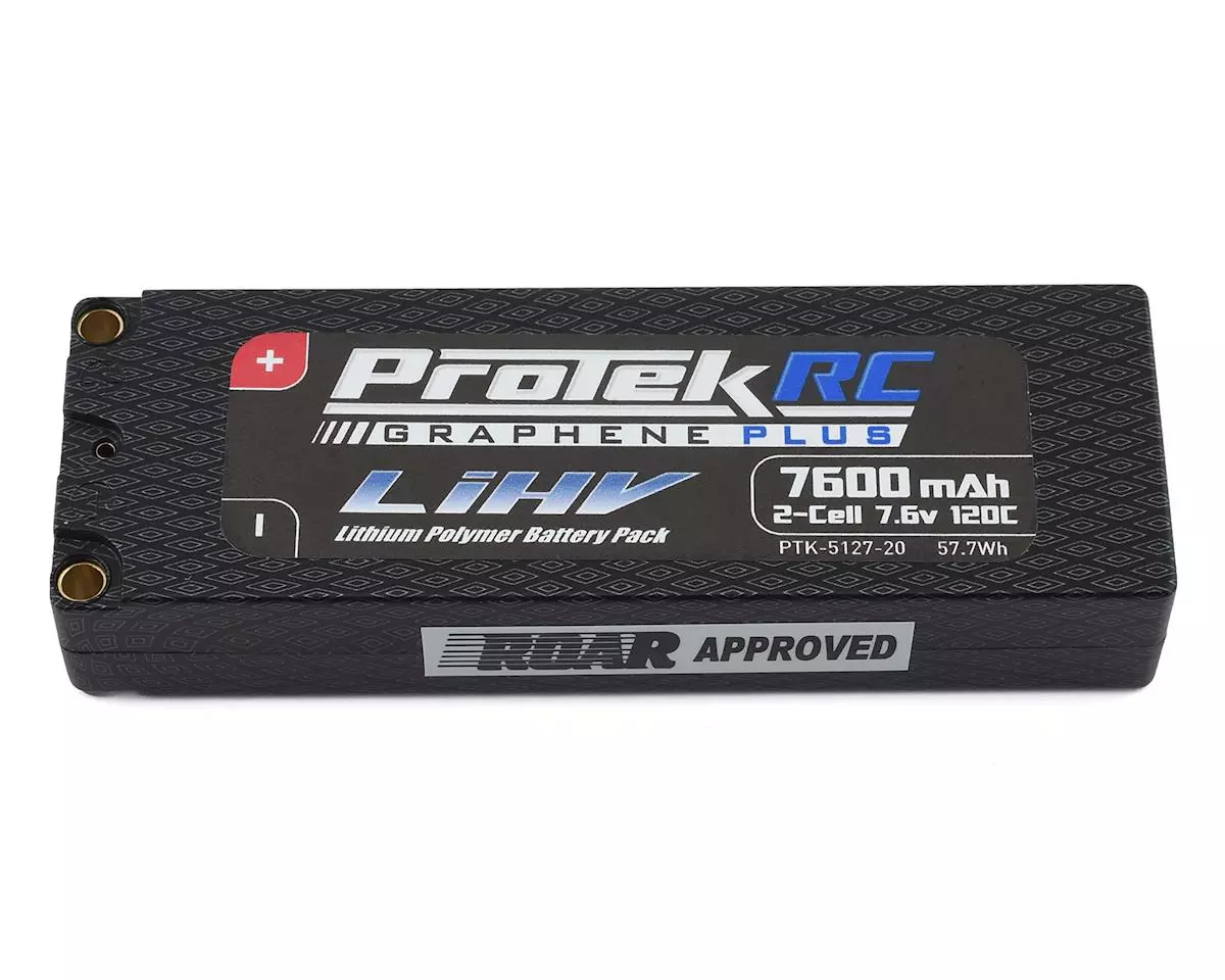 ProTek RC 2S 120C Low IR Si-Graphene + HV LiPo Battery (7.6V/7600mAh) w/5mm Connectors 1 ProTek RC 2S 120C Low IR Si-Graphene + HV LiPo Battery (7.6V/7600mAh) w/5mm Connectors