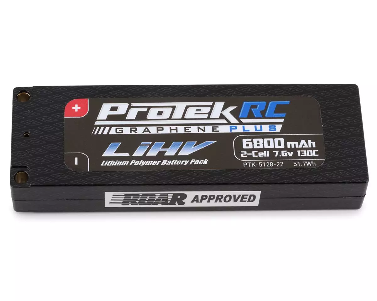 ProTek RC 2S 130C Low IR Si-Graphene + HV LCG LiPo Battery (7.6V/6800mAh) w/5mm Connectors (ROAR Approved) 1 ProTek RC 2S 130C Low IR Si-Graphene + HV LCG LiPo Battery (7.6V/6800mAh) w/5mm Connectors (ROAR Approved)