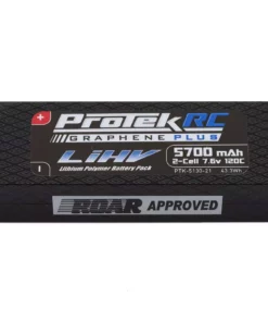 ProTek RC 2S Slim 120C Low IR Si-Graphene + HV LiPo Battery (7.6V/5700mAh) w/5mm Connectors (Pending ROAR Approved)
