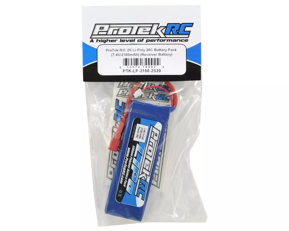 ProTek RC 2S LiPo 20C Battery (7.4V/2100mAh) (Receiver Battery) w/T-Style Connector 2 ProTek RC 2S LiPo 20C Battery (7.4V/2100mAh) (Receiver Battery) w/T-Style Connector - Image 2