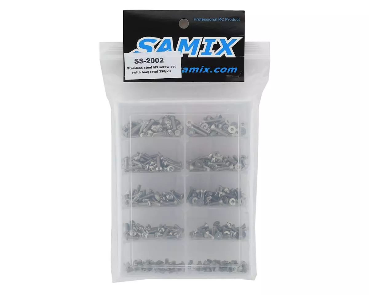 Samix Stainless Steel M3 Screw Set w/Storage Box (350) (Flat Head/Button Head) 2 Samix Stainless Steel M3 Screw Set w/Storage Box (350) (Flat Head/Button Head) - Image 2