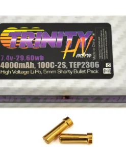 Trinity Hi-Voltage Shorty 2S 100C Hardcase LiPo Battery (7.4V/4000mAh) w/5mm Bullets