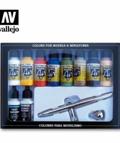 Vallejo Paints Ma 10Pc Basic Paint Set W/Airbrush 7