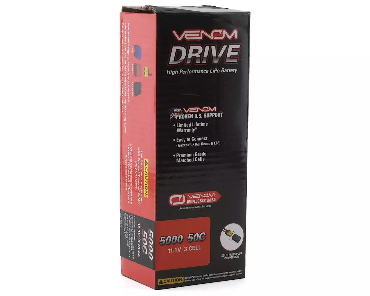 Venom Power Drive 3S 50C LiPo Hard Case Battery w/EC5 Connector (11.1V/5000mAh) 2 Venom Power Drive 3S 50C LiPo Hard Case Battery w/EC5 Connector (11.1V/5000mAh) - Image 2