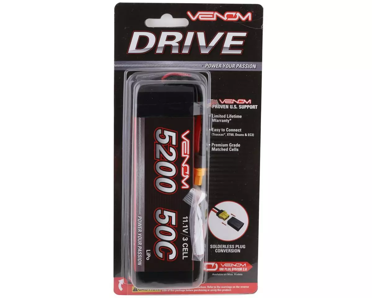 Venom Power 3S LiPo 50C battery Pack (11.1V/5200mAh) w/UNI 2.0 Connector 3 Venom Power 3S LiPo 50C battery Pack (11.1V/5200mAh) w/UNI 2.0 Connector - Image 3